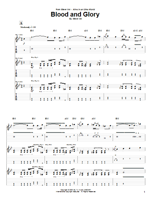 Steve Vai Blood And Glory Sheet Music