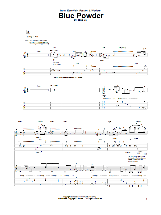 Steve Vai Blue Powder Sheet Music