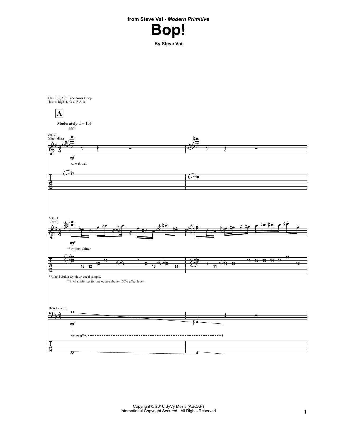 Steve Vai Bop! Sheet Music