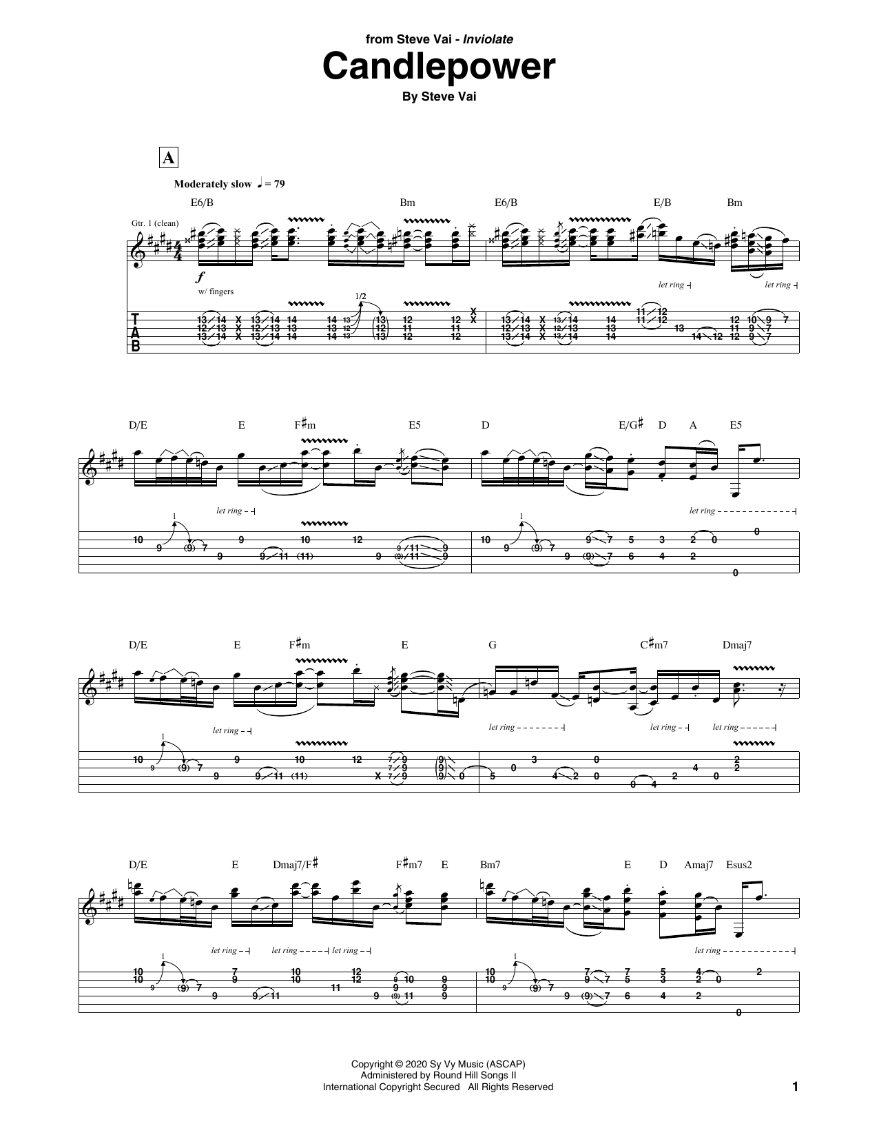 Steve Vai Candle Power Sheet Music
