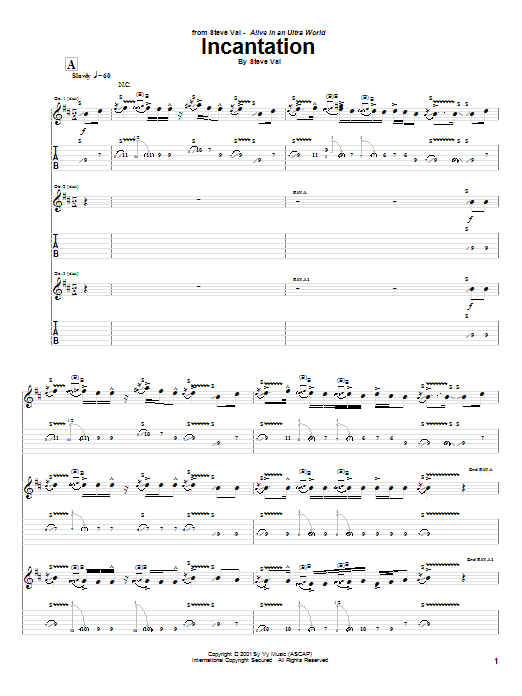 Steve Vai Incantation Sheet Music