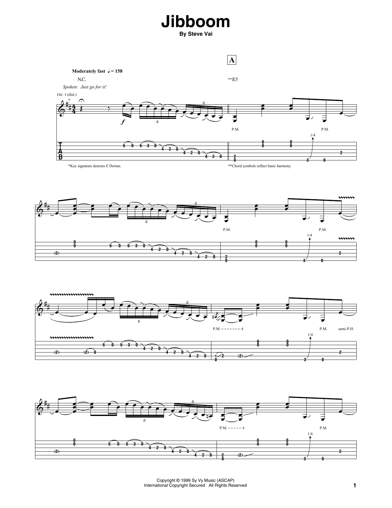 Steve Vai Jibboom Sheet Music