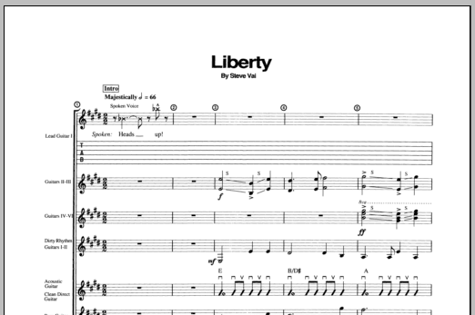 Steve Vai Liberty Sheet Music