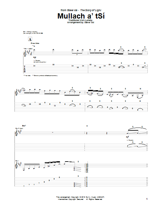 Steve Vai Mullach a'tSi Sheet Music