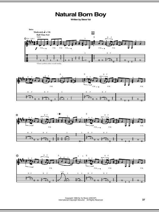 Steve Vai Natural Born Boy Sheet Music