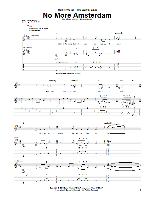 Steve Vai No More Amsterdam Sheet Music