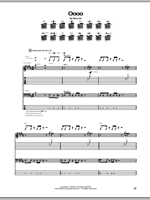 Steve Vai Oooo Sheet Music