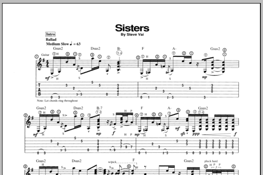 Steve Vai Sisters Sheet Music