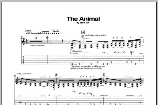 Steve Vai The Animal Sheet Music