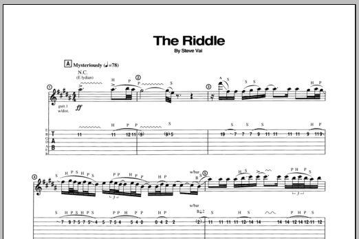 Steve Vai The Riddle Sheet Music