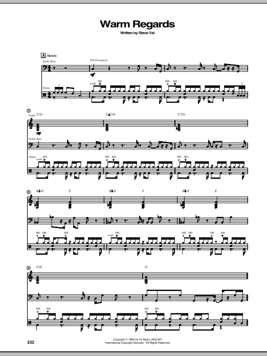 Steve Vai Warm Regards Sheet Music