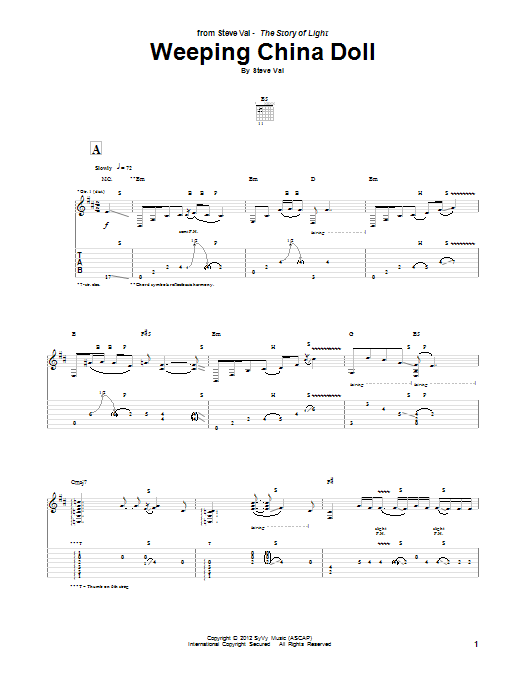 Steve Vai Weeping China Doll Sheet Music
