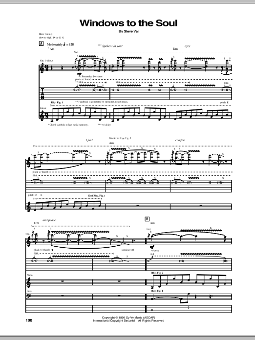 Steve Vai Windows To The Soul Sheet Music