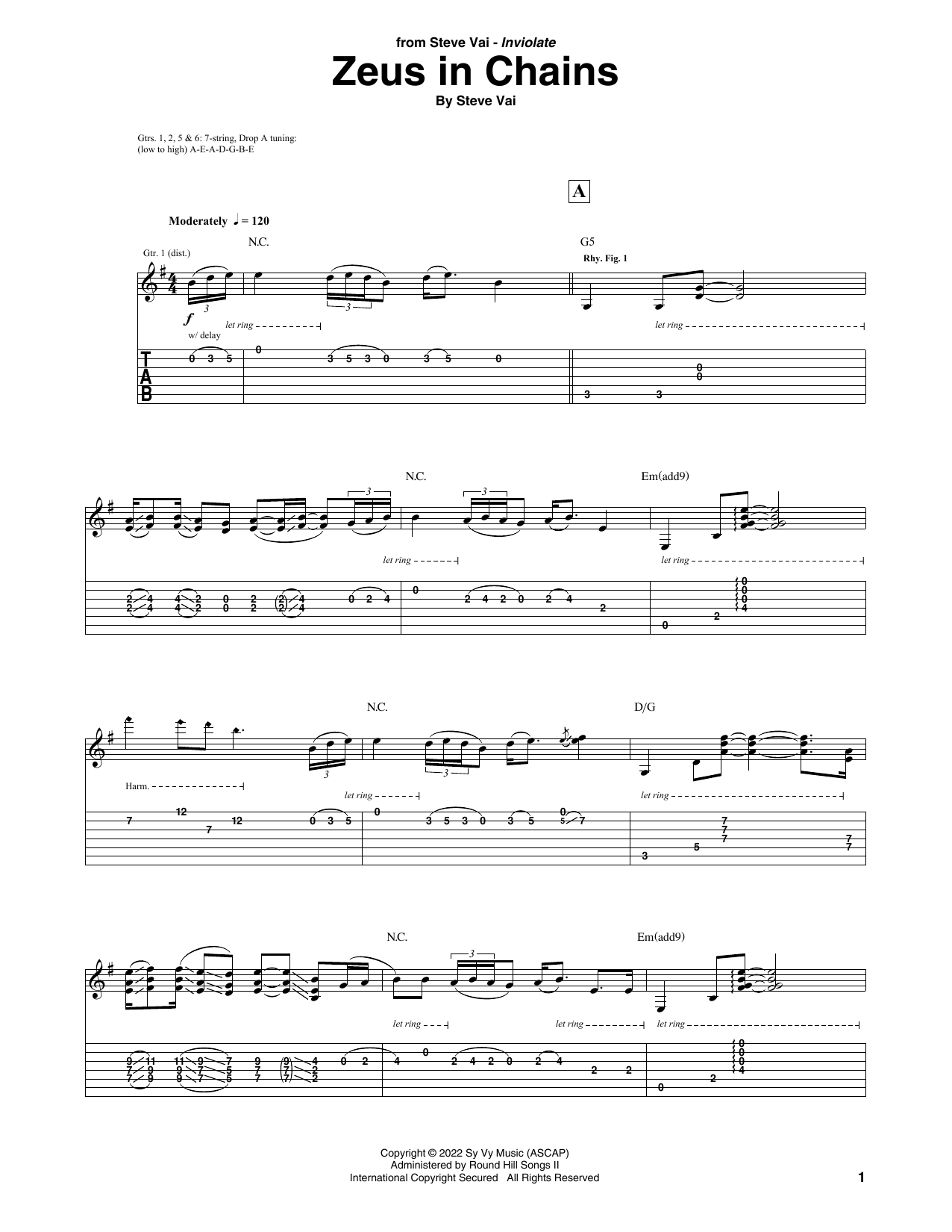 Steve Vai Zeus In Chains Sheet Music