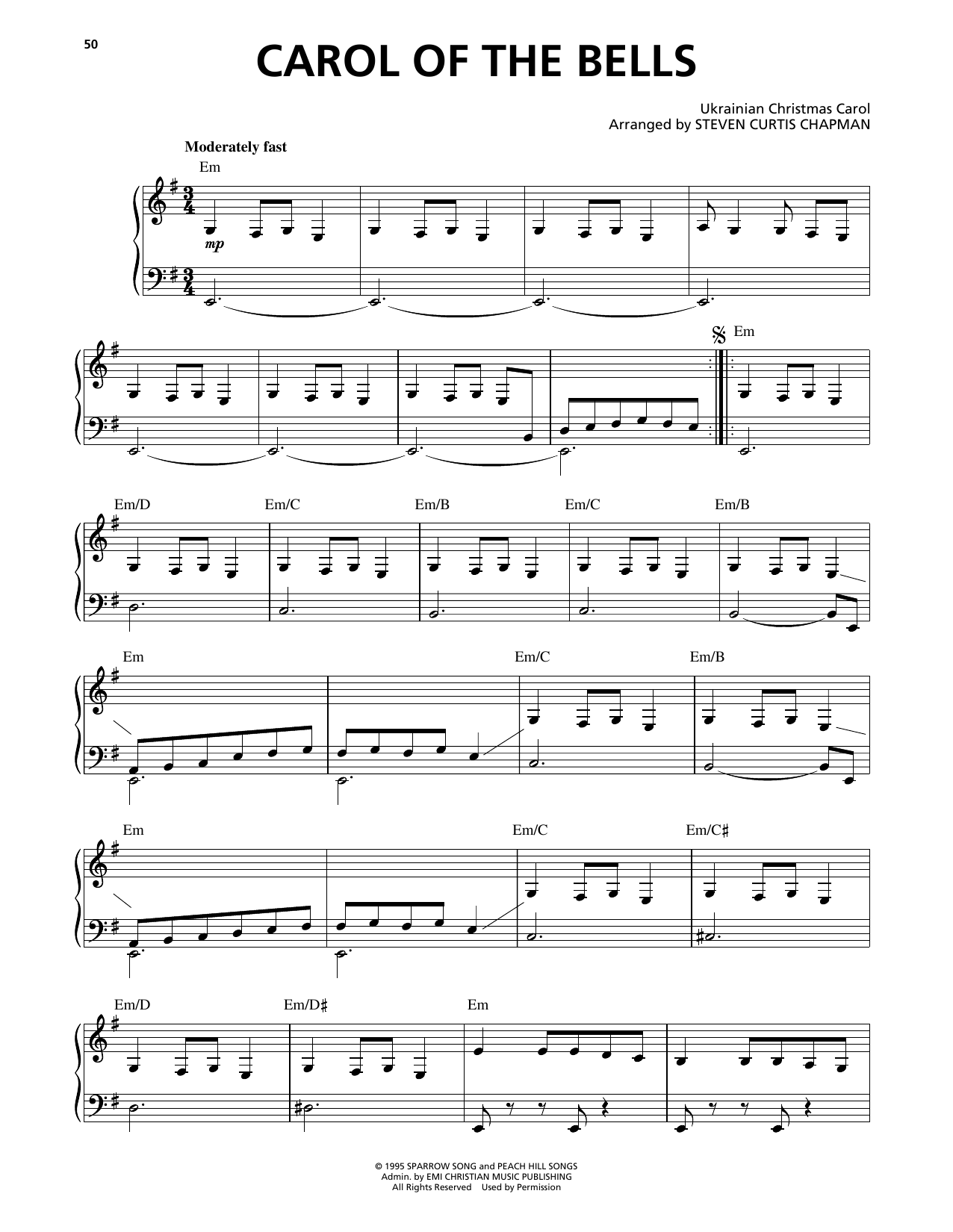 Steven Curtis Chapman Carol Of The Bells Sheet Music