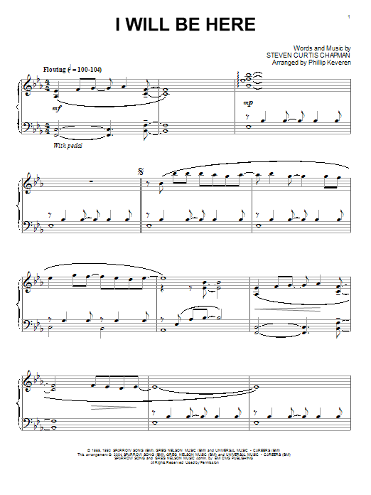 Steven Curtis Chapman I Will Be Here (arr. Phillip Keveren) Sheet Music