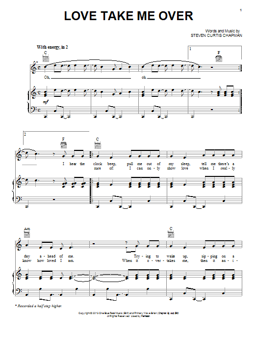 Steven Curtis Chapman Love Take Me Over Sheet Music