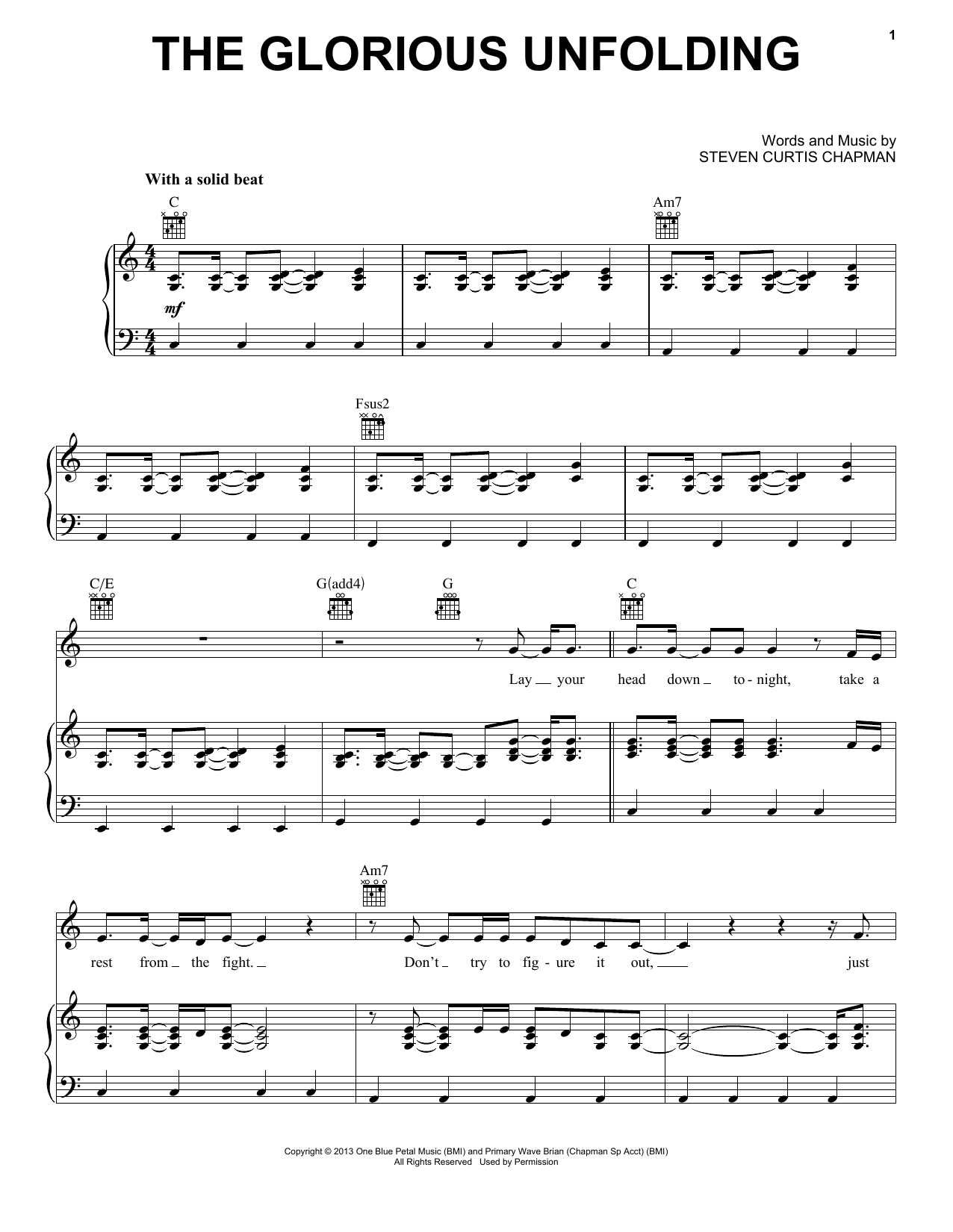 Steven Curtis Chapman The Glorious Unfolding Sheet Music