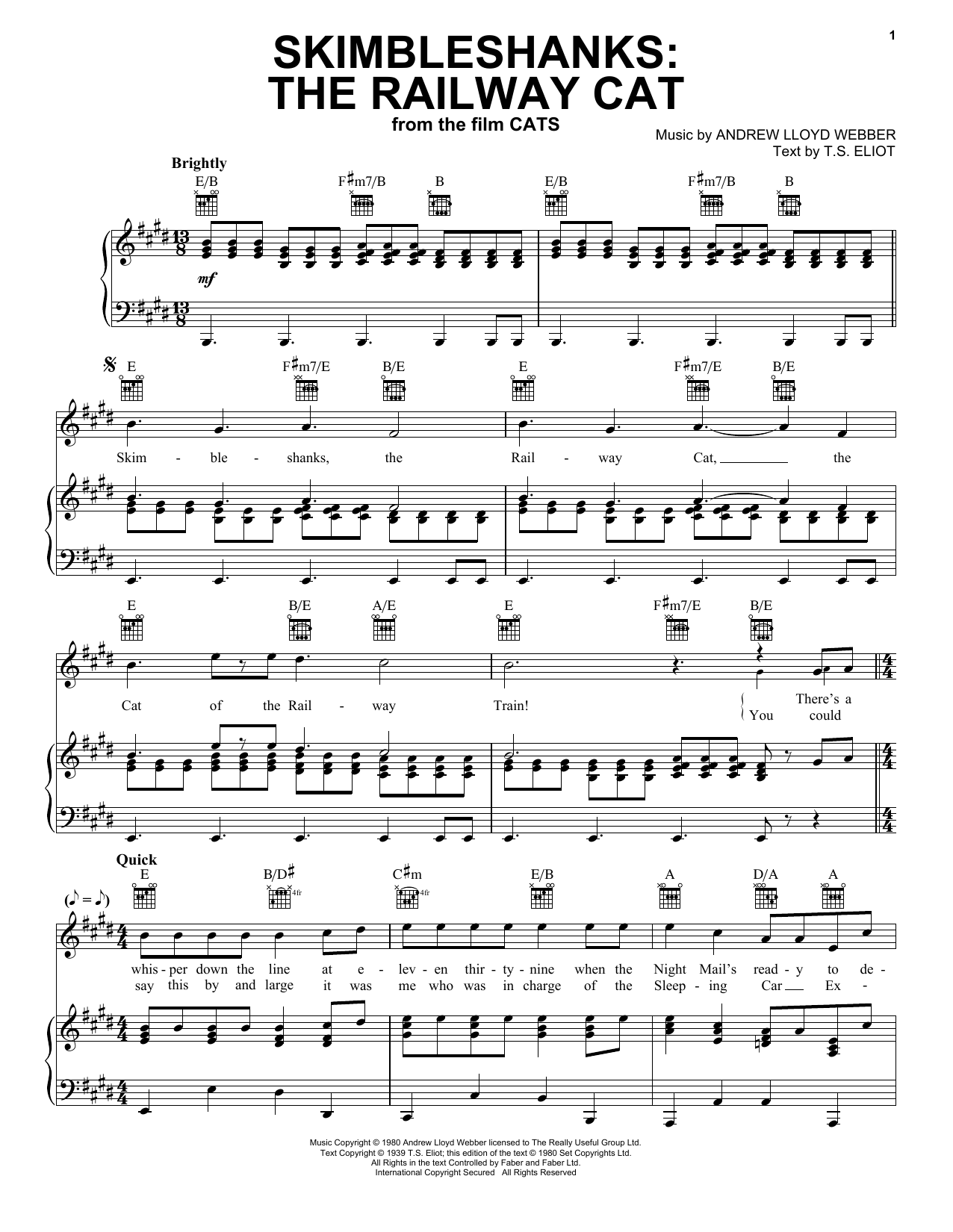 Steven McRae and Robbie Fairchild Skimbleshanks: The Railway Cat (from the Motion Picture Cats) Sheet Music
