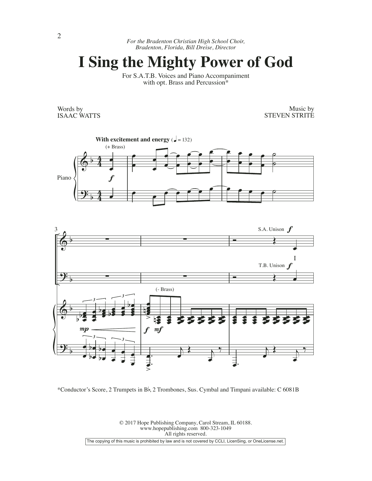 Steven Strite I Sing the Mighty Power of God Sheet Music