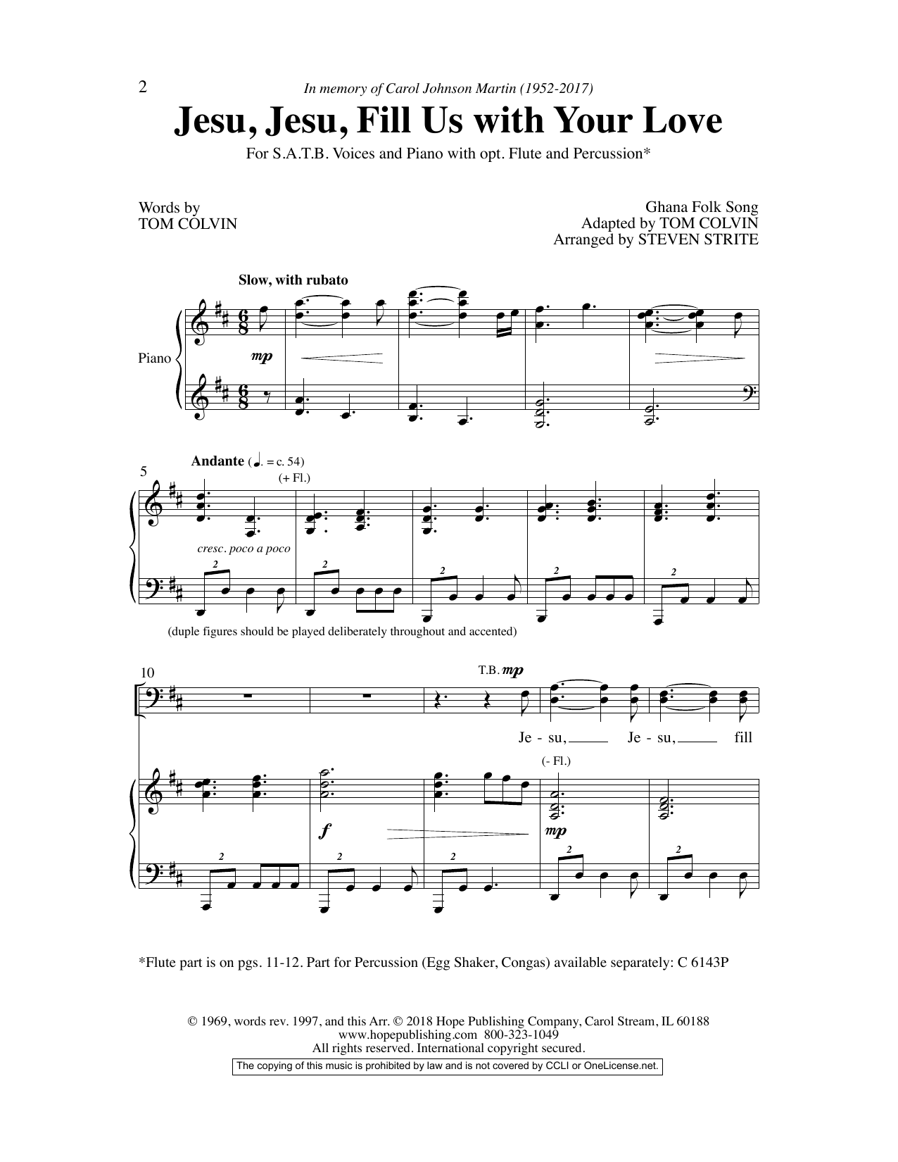 Steven Strite Jesu, Jesu, Fill Us with Your Love Sheet Music