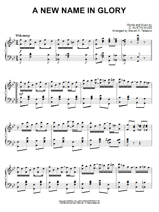 Steven Tedesco A New Name In Glory [Ragtime version] Sheet Music