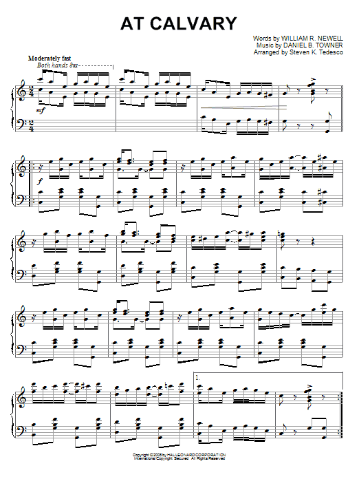 Steven Tedesco At Calvary [Ragtime version] Sheet Music