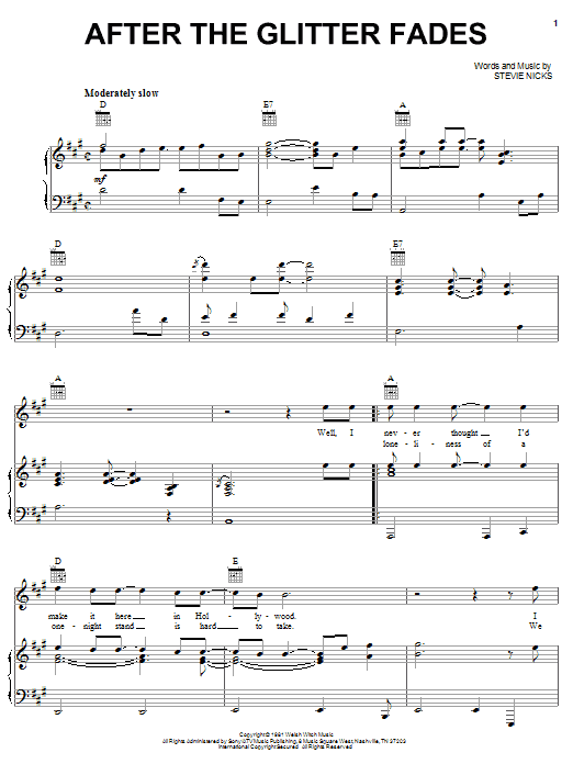 Stevie Nicks After The Glitter Fades Sheet Music