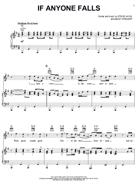 Stevie Nicks If Anyone Falls Sheet Music