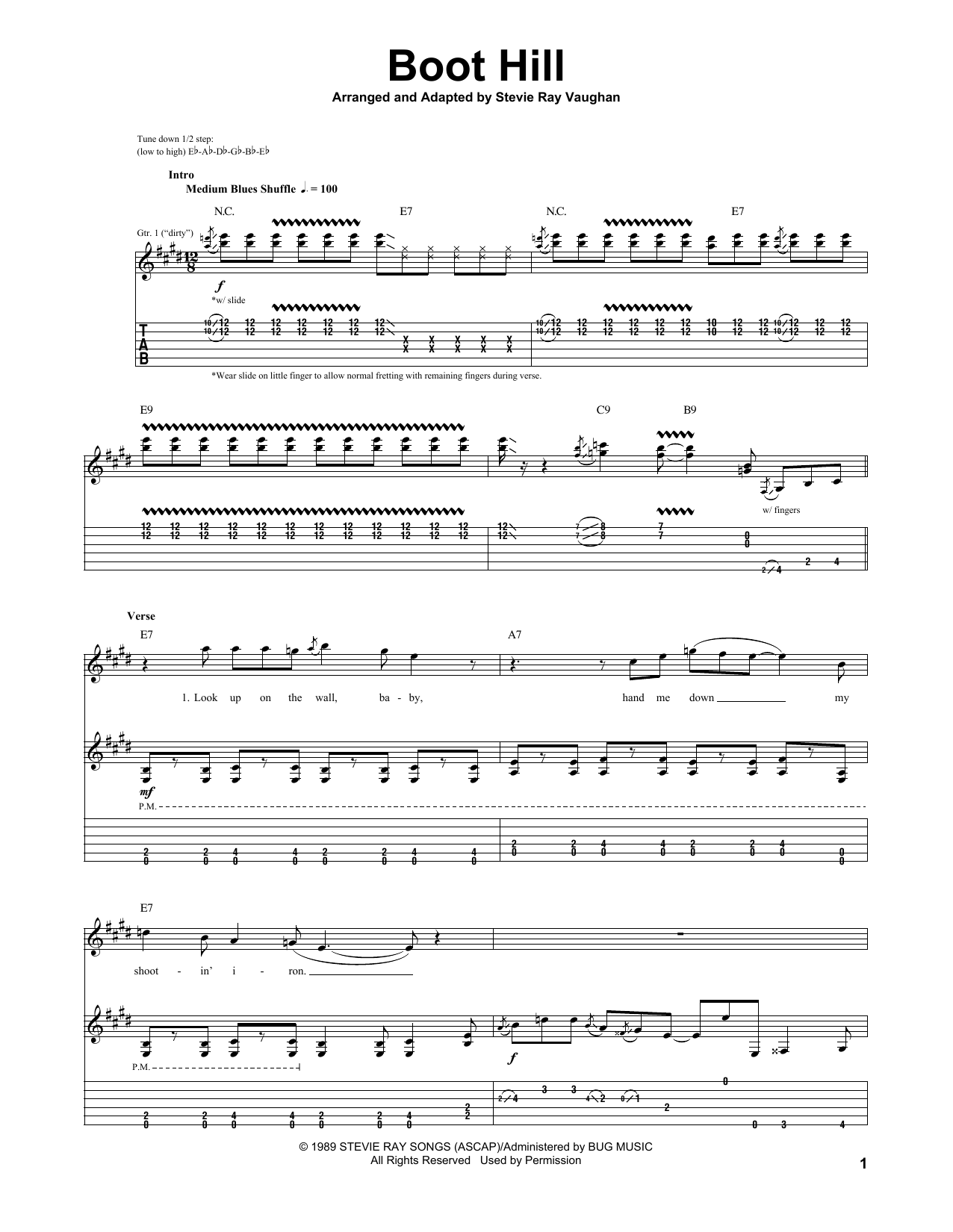Stevie Ray Vaughan Boot Hill Sheet Music