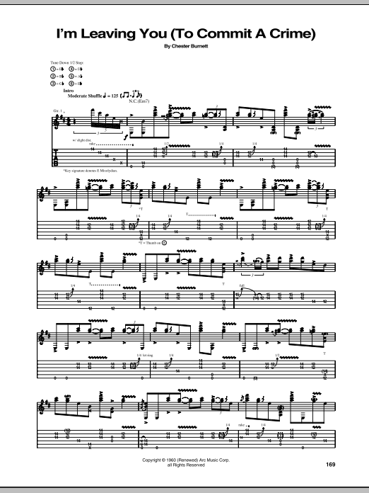 Stevie Ray Vaughan I'm Leavin' You (Commit A Crime) Sheet Music
