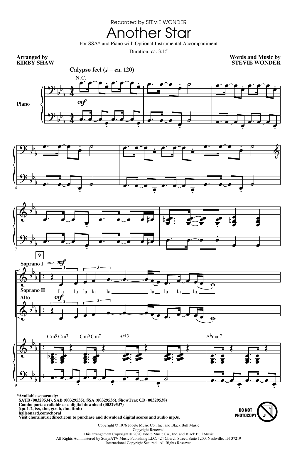 Stevie Wonder Another Star (arr. Kirby Shaw) Sheet Music