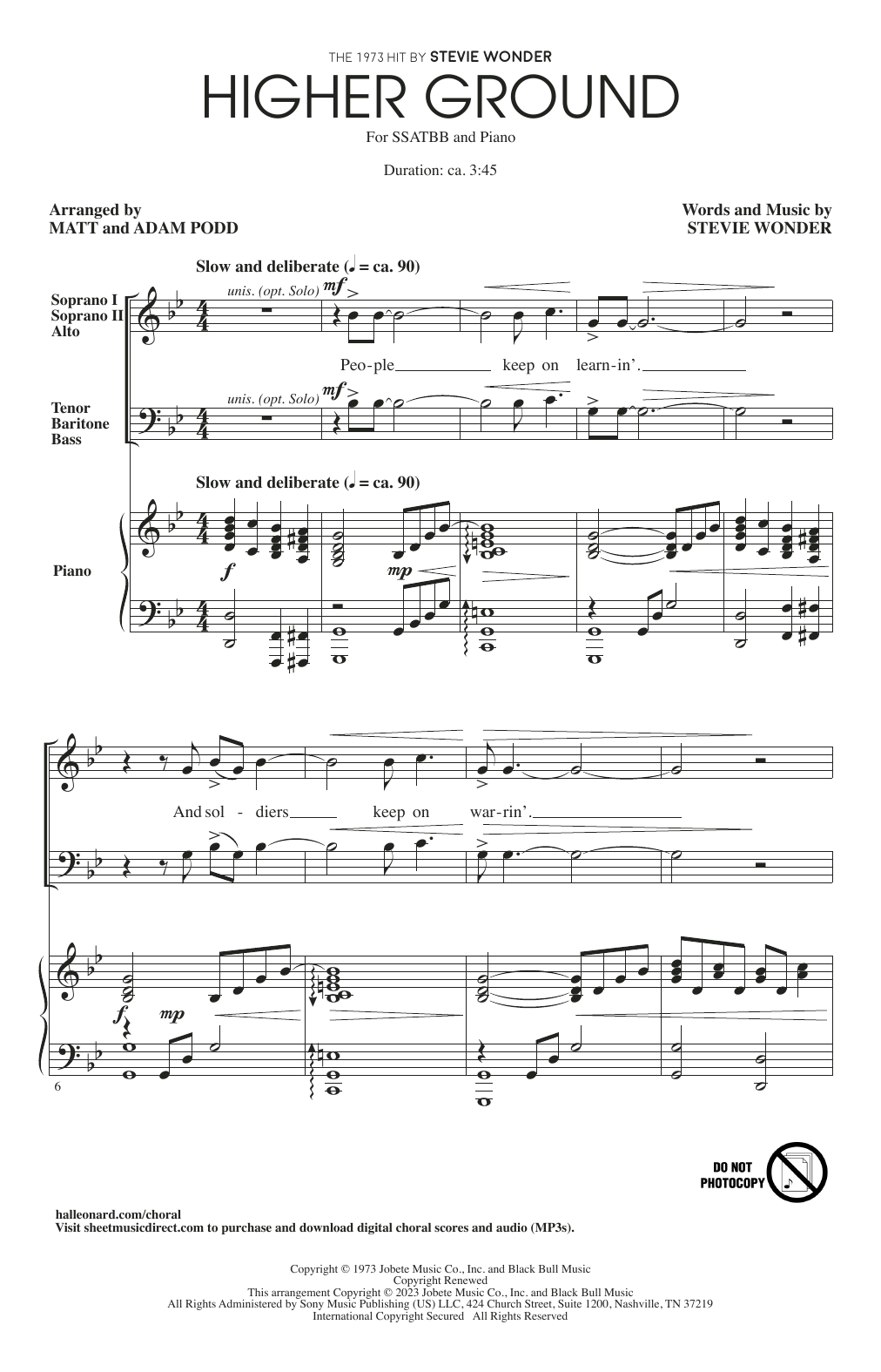 Stevie Wonder Higher Ground (arr. Matt and Adam Podd) Sheet Music