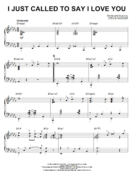 Stevie Wonder I Just Called To Say I Love You [Jazz version] (arr. Brent Edstrom) Sheet Music