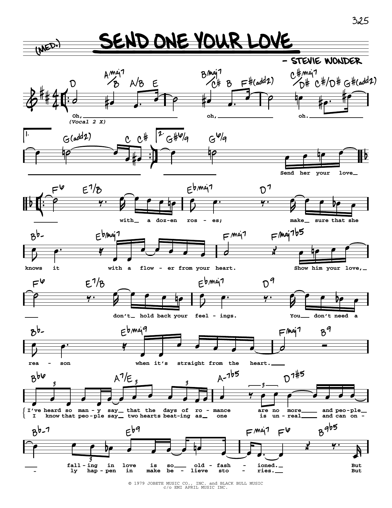 Stevie Wonder Send One Your Love (High Voice) Sheet Music