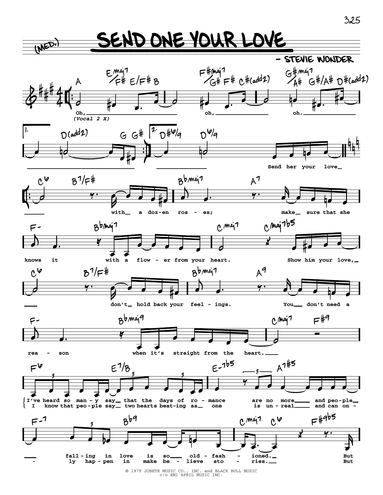 Stevie Wonder Send One Your Love (Low Voice) Sheet Music