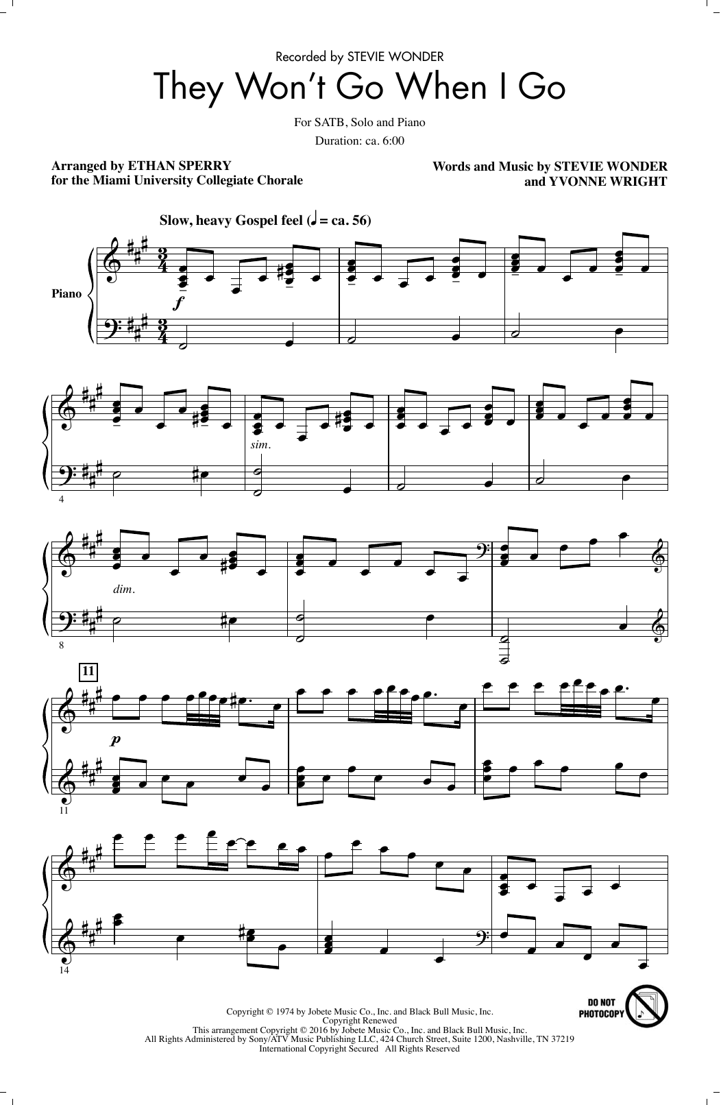 Ethan Sperry They Won't Go When I Go Sheet Music
