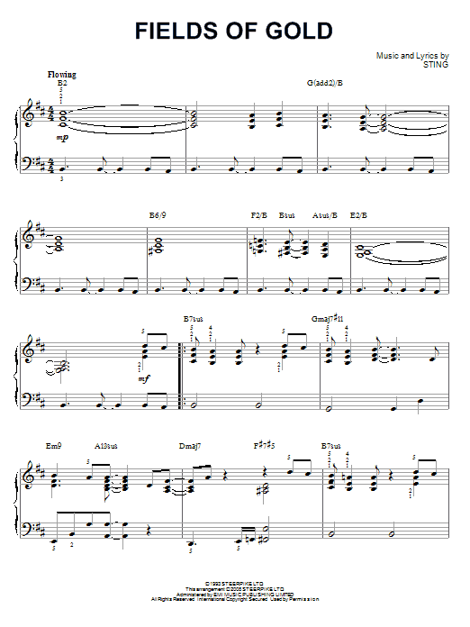 Sting Fields Of Gold [Jazz version] (arr. Brent Edstrom) Sheet Music