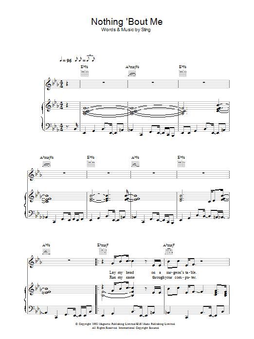 Sting Nothing 'Bout Me Sheet Music
