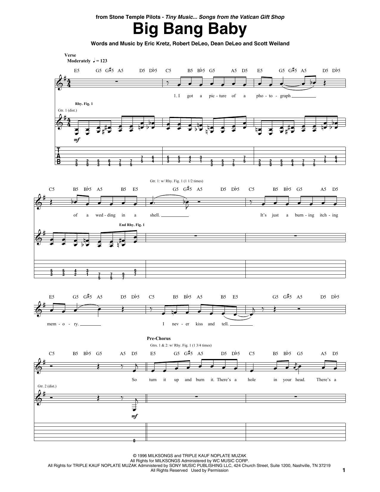 Stone Temple Pilots Big Bang Baby Sheet Music