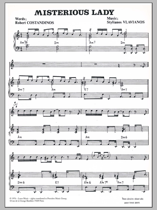 Stylianos Vlavianos Mysterious Lady Sheet Music