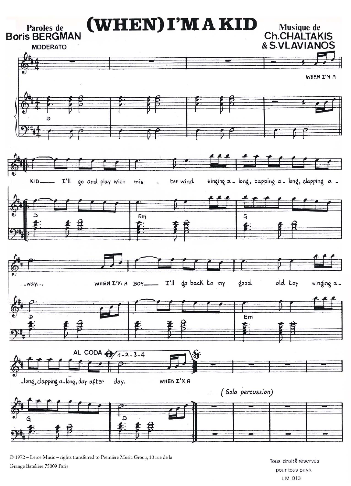 Stylianos Vlavianos When I'm A Kid Sheet Music