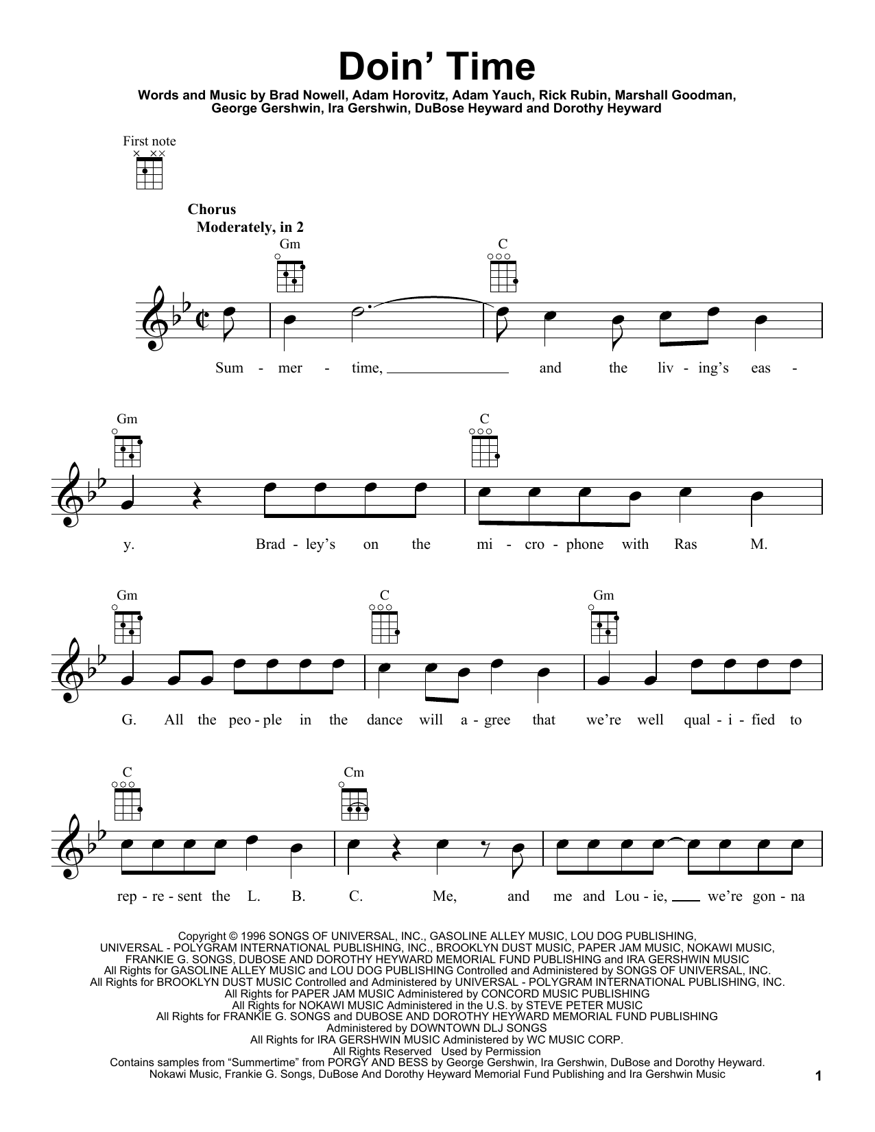Sublime Doin' Time Sheet Music