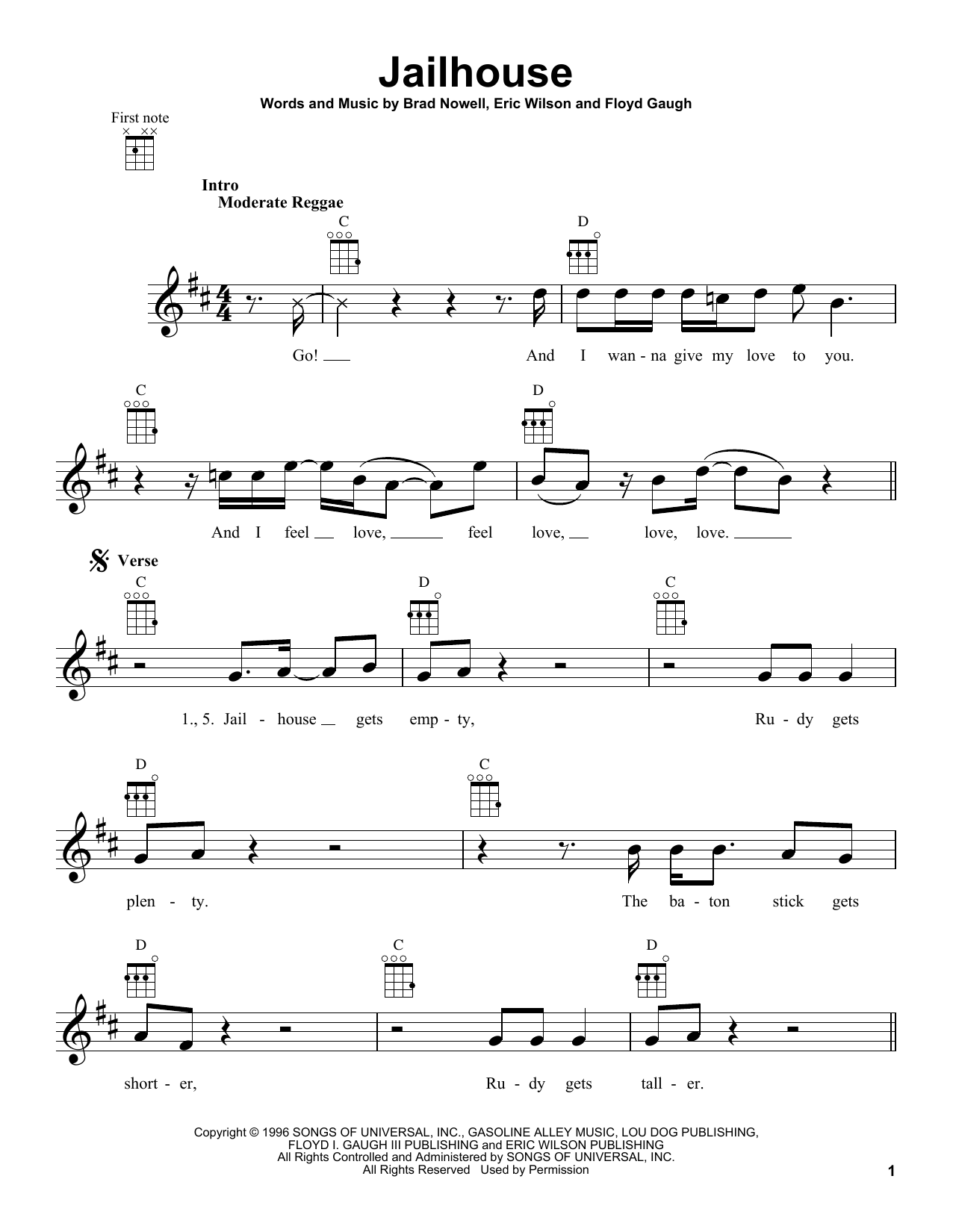 Sublime Jailhouse Sheet Music