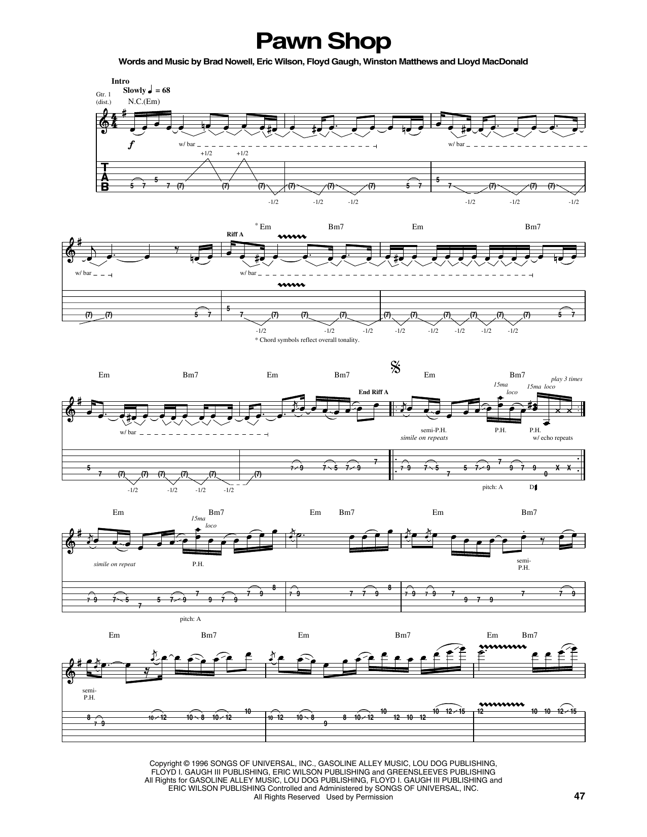 Sublime Pawn Shop Sheet Music