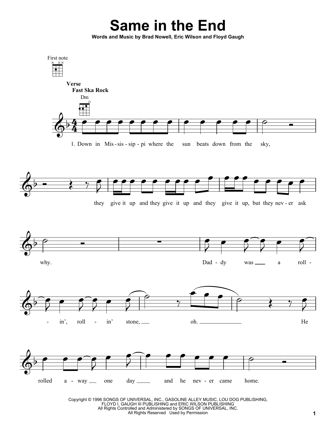 Sublime Same In The End Sheet Music