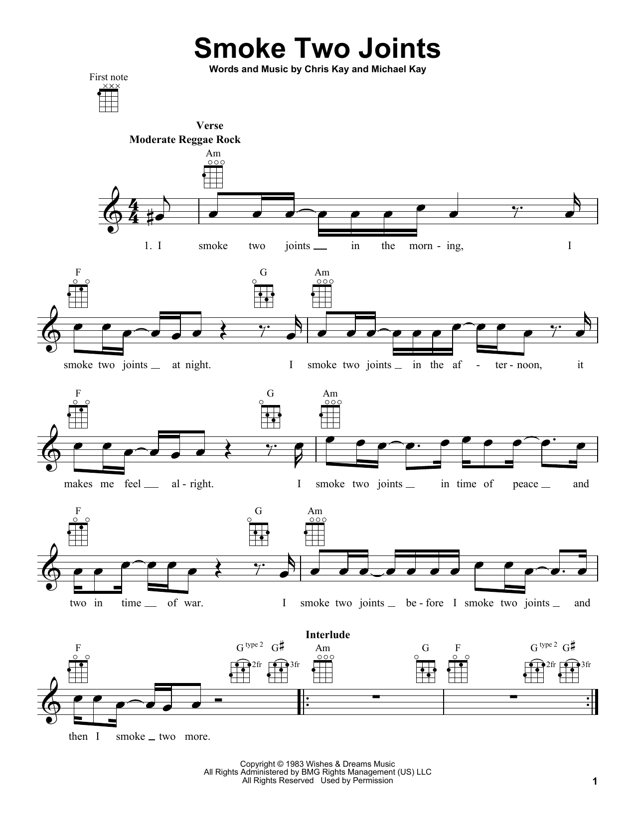 Sublime Smoke Two Joints Sheet Music