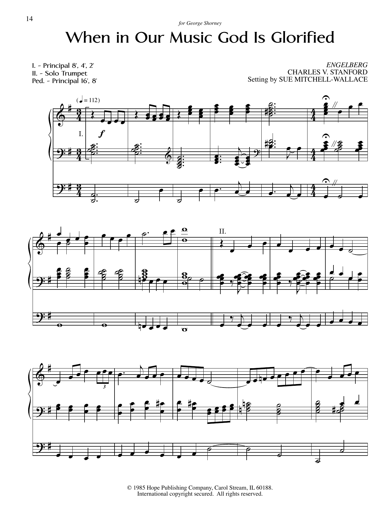 Sue Mitchell-Wallace When in Our Music God Is Glorified Sheet Music