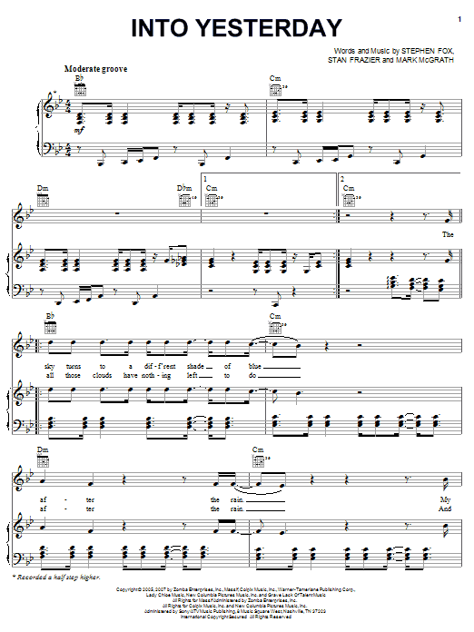 Sugar Ray Into Yesterday Sheet Music