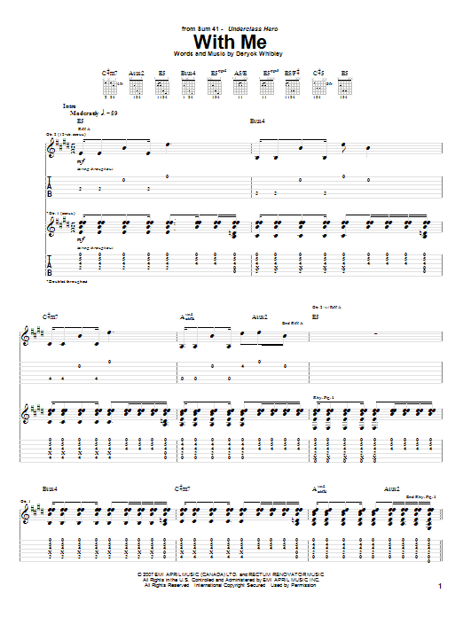 Sum 41 With Me Sheet Music